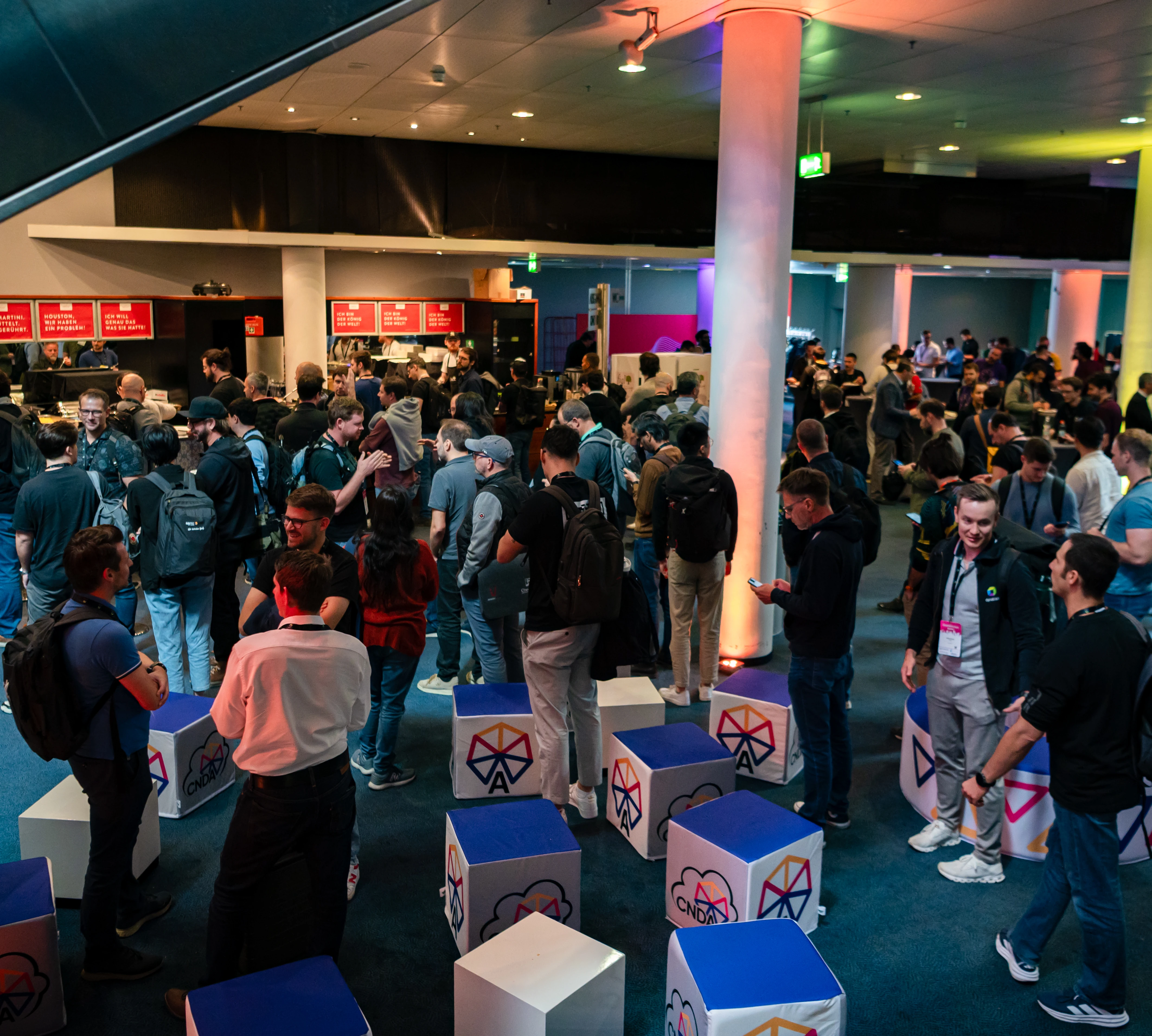 Attendees of the event networking and talking to each other